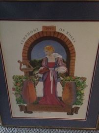 Framed poster of  "Symphony of Roses" - the 1993 theme for the Texas Rose Festival