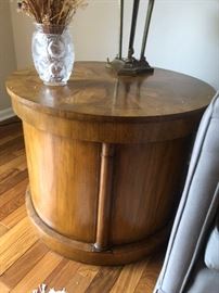 Baker Round side table with Tambour door 3 lazy Susan shelves 28" D x 22" H BUY IT NOW $120