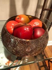 Studio art glass Romanesque with wood fruit