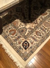6' x 9' Indo Heriz ivory hand knotted 100% wood pile Rug from India #31962 BUY IT NOW $400