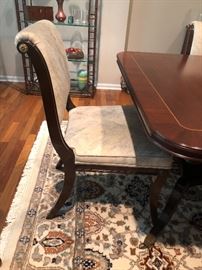 Mahoghany Dining Room Table, with Satinwood finish with 2 leaves 6 Chairs and Table pads Table measures 44 x 70 with 2 18" leaves in housing. BUY IT NOW Price $495