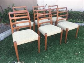 A set of six  Nels Moller teak dining chairs. 