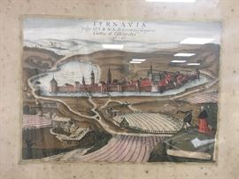 18th Century hand colored European print. 