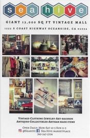 Event will be held at the outdoor venue @ the Sea Hive Vintage & Antique Marketplace. Auction preview on the day of the event. SEA HIVE is open daily. If you have seen it yet, you should. Like no other in San Diego. 