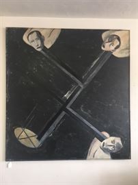 Huge Original Post Modern Oil Painting by Icelandic Artist Jon Axel