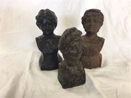 A small grouping of antique French Cast Iron Busts