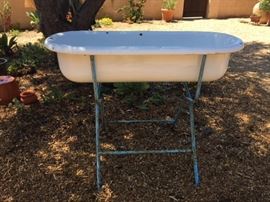 Antique French Porcelain Tub on it's original stand 