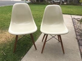 Pair of Charles Eames Doweled Leg Chairs