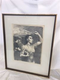 Raphael Soyer signed Lithograph