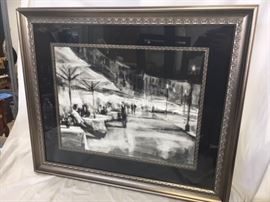 A Michael Flohr signed Giclee "Cappuccino with Friends" 19X24 One of 195