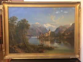 Big Original Oil Painting by Well Listed 19th Century Swiss/German Artist HENRY JAECKEL