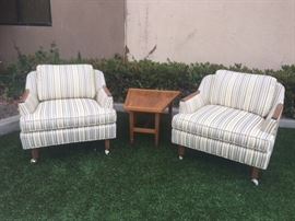 A Pair of Mid-Century Club Chair & Mid-Century Wedge Table