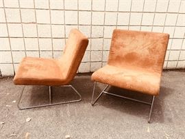 Pair of Mid-Century Modern Chrome Base Chairs