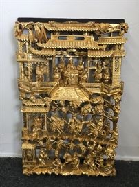Finely Carved Chinese Gilded Panel