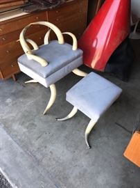 1940's Horn Chair and Ottoman