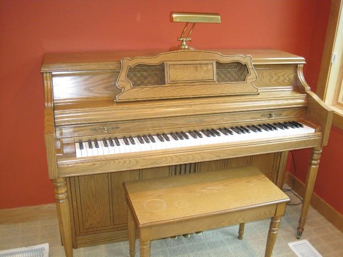 Wurlitzer Upright Piano with Bench.