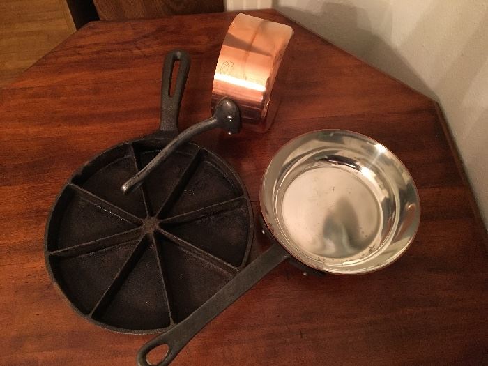 Cast iron cornbread pan, French copper