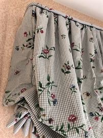 Hand painted cinched scalloped window valance