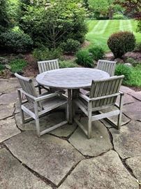 Teak wood outdoor patio table and chairs