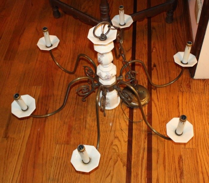 interesting porcelain chandelier - perfect for a lake home, 