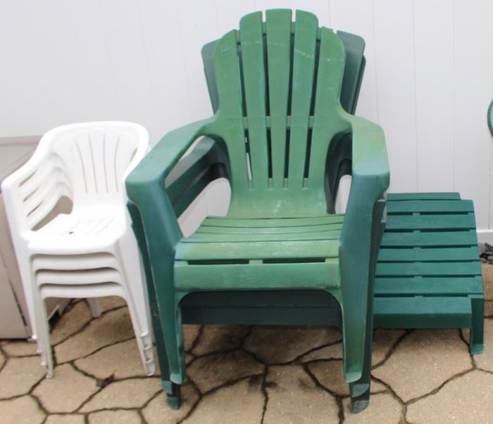 We have a ton of these white stacking chairs