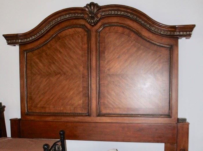 Headboard.  This will be priced to sell, as there were two marble columns on either side of the  wood, and these apparently crashed and broke - the  headboard still looks good, and the side pieces are not really necessary.