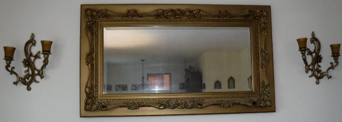 Large framed & beveled mirror