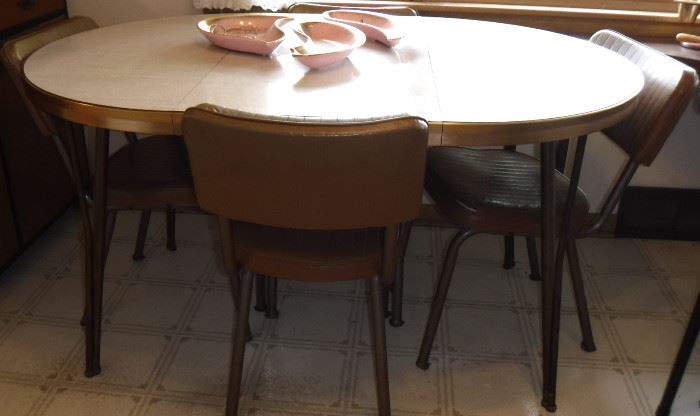 Formica top table, leaf & four chairs