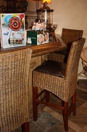Wicker/ leather bar stools