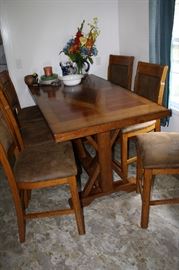 Tall Dining Table w/2 Leaves & 6 Chairs