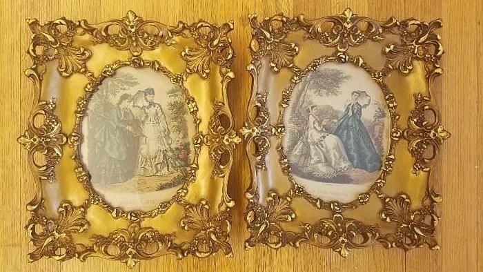 antique fashion pages in vintage frames