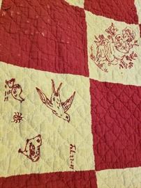 early 1900s quilt with dated quilt blocks
