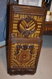 Most Awesome Bedroom Set! Combining Arts & Crafts/Art Deco/Touches of Waterfall this Exquisite circa 1920's - 1940's Bedroom Set features a most Intricately Carved, Inlaid, and Burled: Bed, Mirrored Dresser, and Chest This is truly a One of a Kind Beautiful Bedroom Suite!