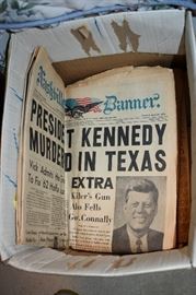 Vintage Nashville Banner Newspaper dated Nov. 22, 1963, and many other Vintage Newspapers in this box