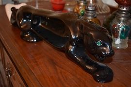 Vintage Panther Planter with Glass Eyes
