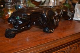 Vintage Panther Planter with Glass Eyes