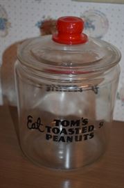 Antique (5 cents) Tom's Toasted Peanuts Glass Store Jar