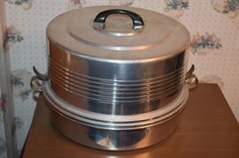 Antique Aluminum Covered Cake Plate