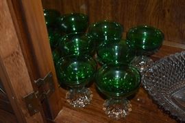 Candlewick Sherbets with Green Glass