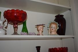 Collectible Head Vases, Flash Glass Compote, Ruby Glass Vase and More!