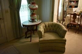 Beautiful Vintage Tufted Curved Back Chair
