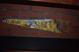 Antique Hand Saw with Toll Painting