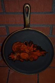 Antique Cast Iron Skillet with Toll Painting