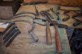 Antique Handtools and Railroad Spikes