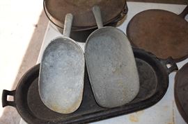 Antique Metal Store Scoops