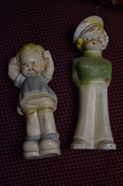This a Very Old and Very Collectible Pair of Carnival Chalkware Figurines, unfortunately, they have been broken and glued back together years ago.
