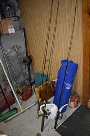 Vintage Fishing Poles and Camping Chairs