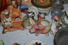 Very Collectible Figurines and Pottery, nearly all of which you see in the pictures for this estate including the Salt and Pepper Shakers, were wrapped years ago in 1968 newspaper and stored in the garage.
