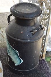 Antique Milk Can with peeling decal