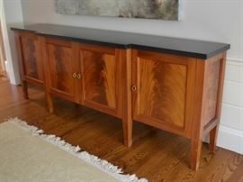 Custom flame mahogany sideboard with granite top